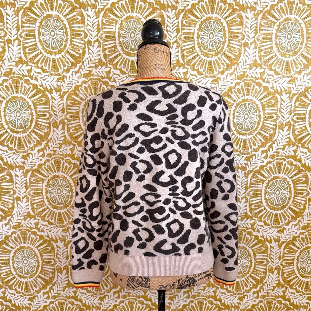 KULE The Stevens Leopard Print Wool-Cashmere Blend Crewneck Sweater Sz S - Picture 7 of 9